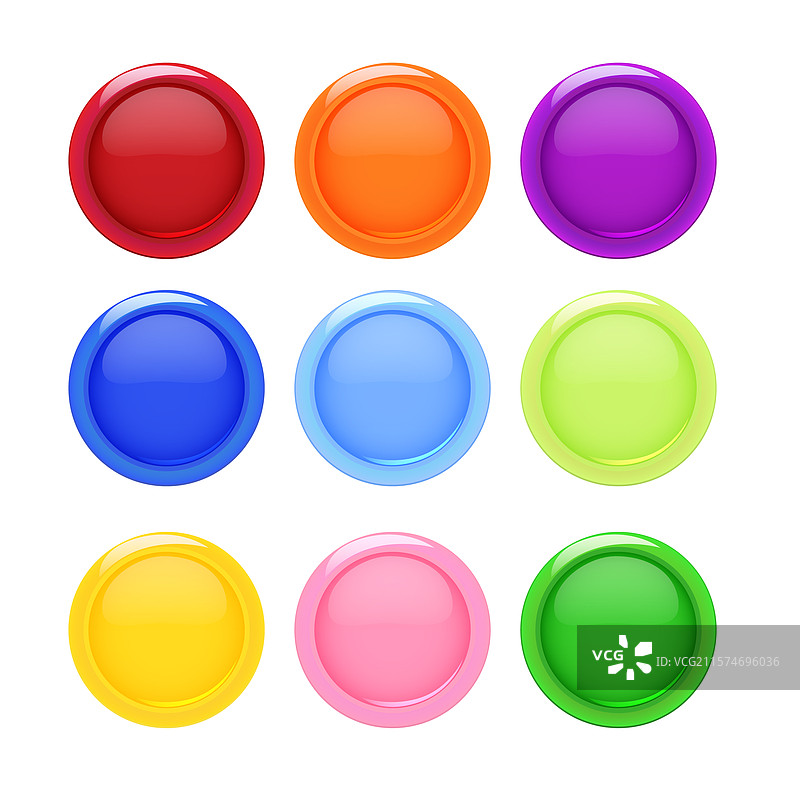 色彩丰富的3D光泽圆形按钮图片素材