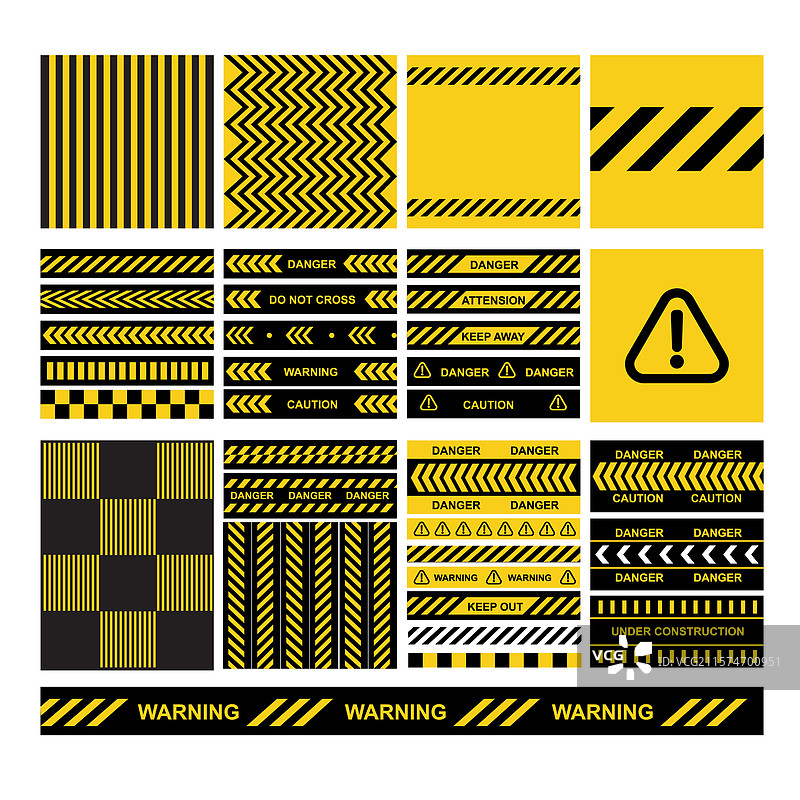 危险警告的黄色和黑色标志图片素材