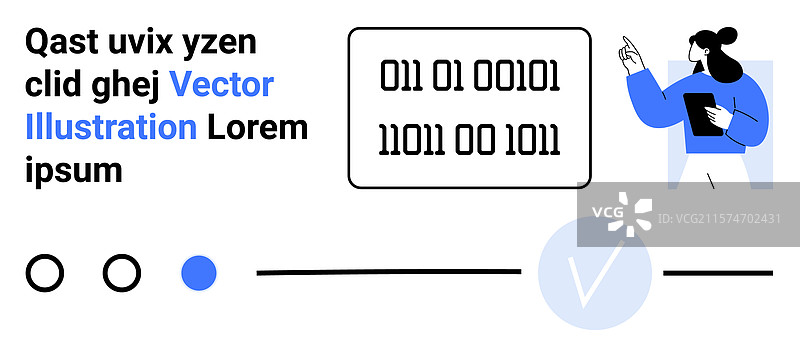女性展示二进制代码分析图片素材