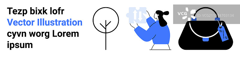 女性在简约风格中检查产品样品图片素材