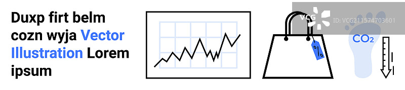 带有环保标签和二氧化碳的购物袋增长图表图片素材