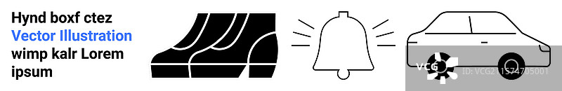 鞋子、铃铛和汽车图标的代表意义图片素材