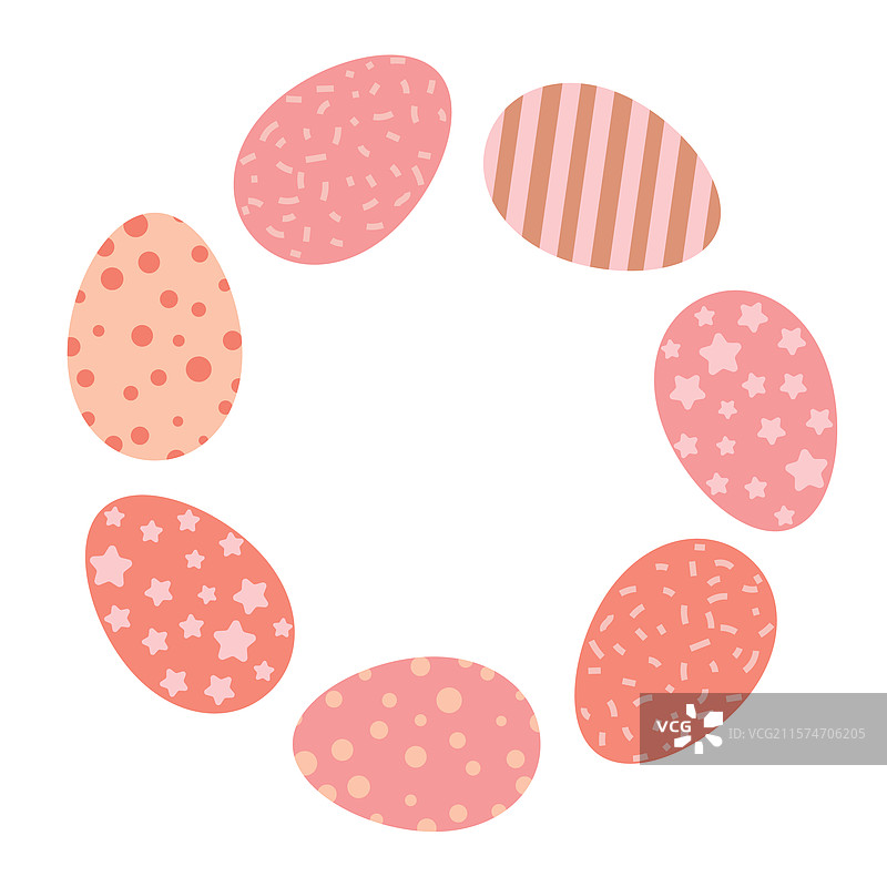 粉色和其他颜色的复活节彩蛋图案圆形框架图片素材