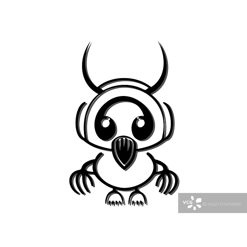 可爱的外星角色设计，带有角的图形图片素材