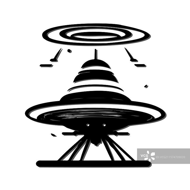 极简黑色艺术中的不明飞行物图片素材
