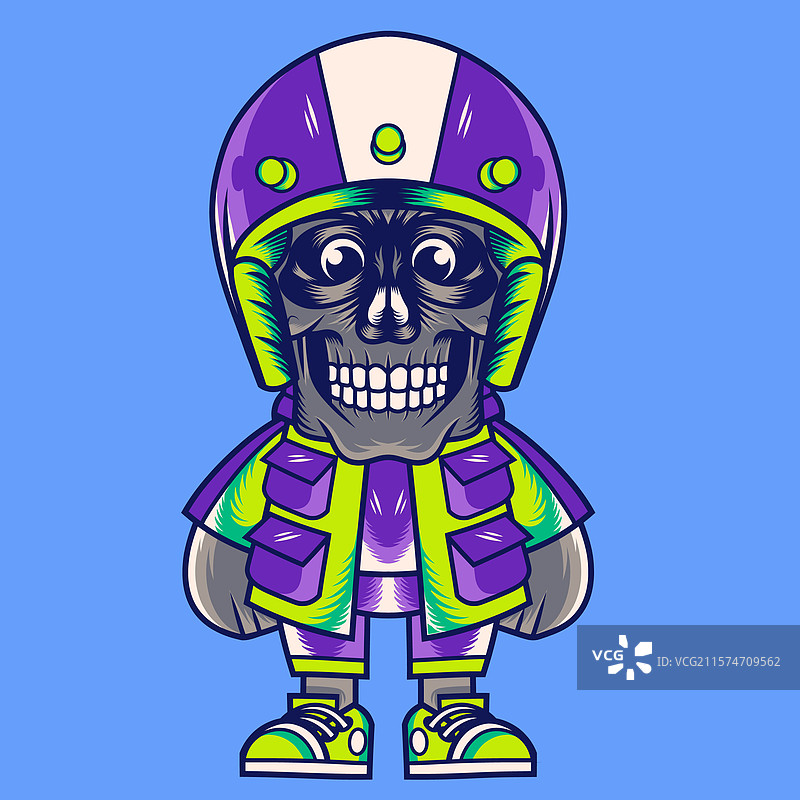 卡通骷髅骑士头盔吉祥物角色设计图片素材