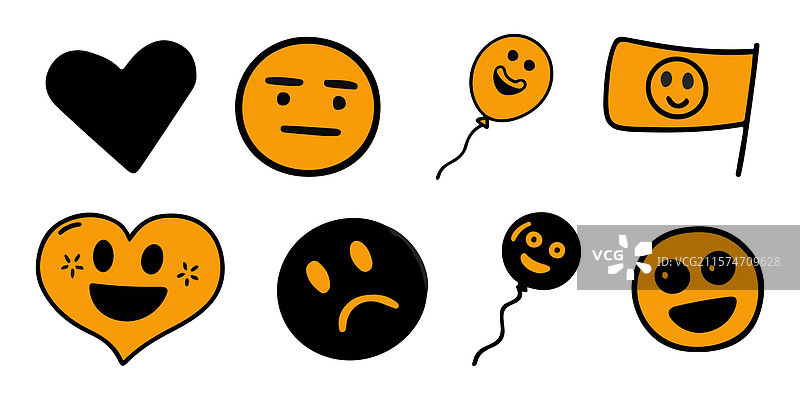 表达情感的美学表情符号集合图片素材
