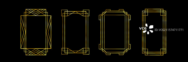 了不起的盖茨比装饰框 - 金色几何边框图片素材