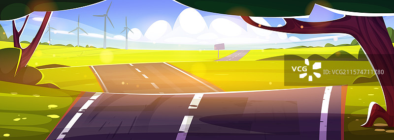 穿过明亮草地的高速公路图片素材