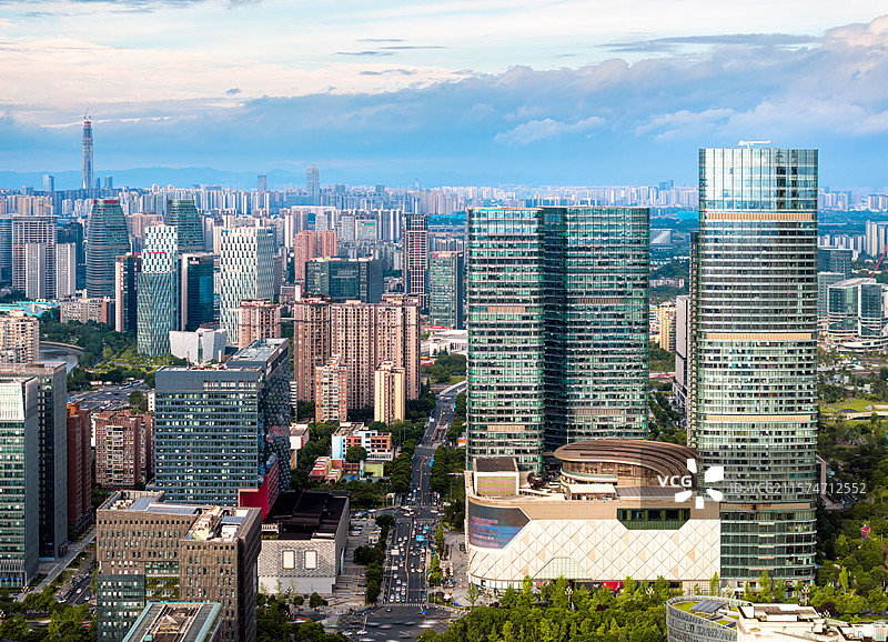 四川省成都市高新区金融城周边建筑航拍图图片素材