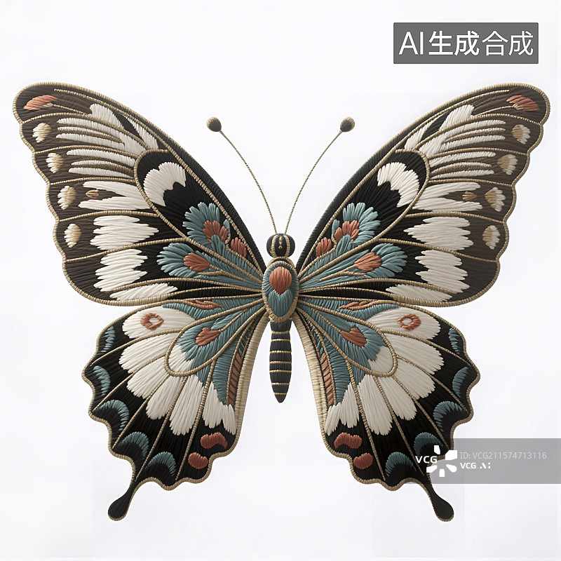 【AI数字艺术】一只精致的彩色蝴蝶工艺品图片素材