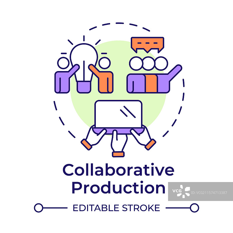 协作生产多色概念图标图片素材