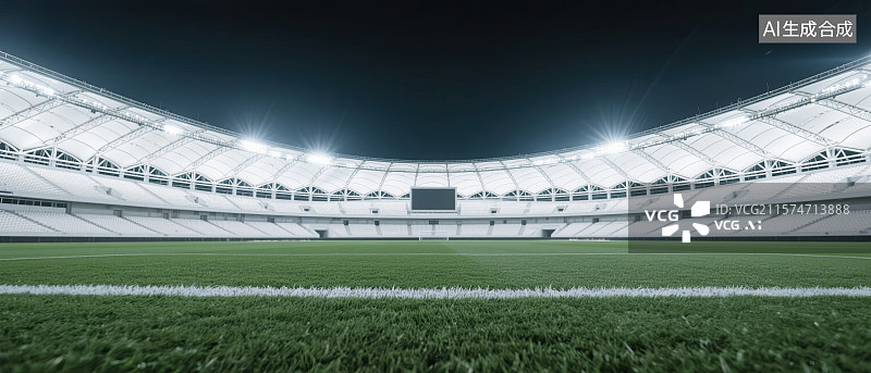 【AI数字艺术】体育场，足球场，草坪，数码合成，户外图片素材