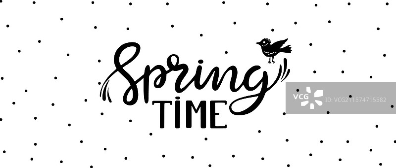 黑色春季字母背景涂鸦鸟与图片素材