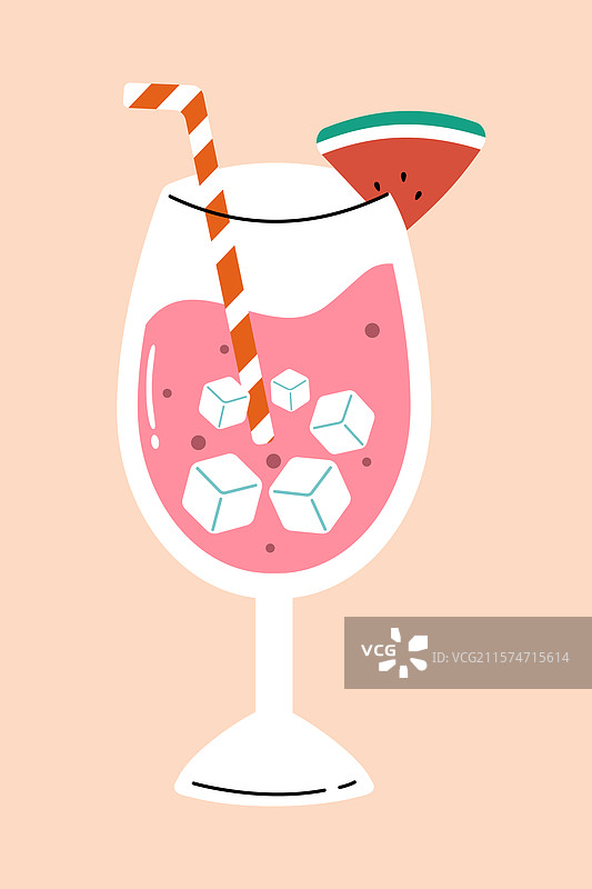 西瓜片装饰的鸡尾酒饮品图片素材