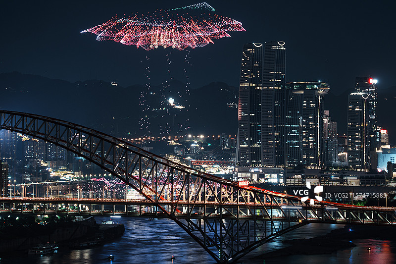 重庆无人机吉尼斯世界纪录图片素材