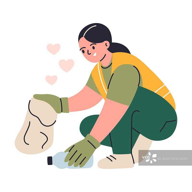 志愿者女性在收集物品图片素材