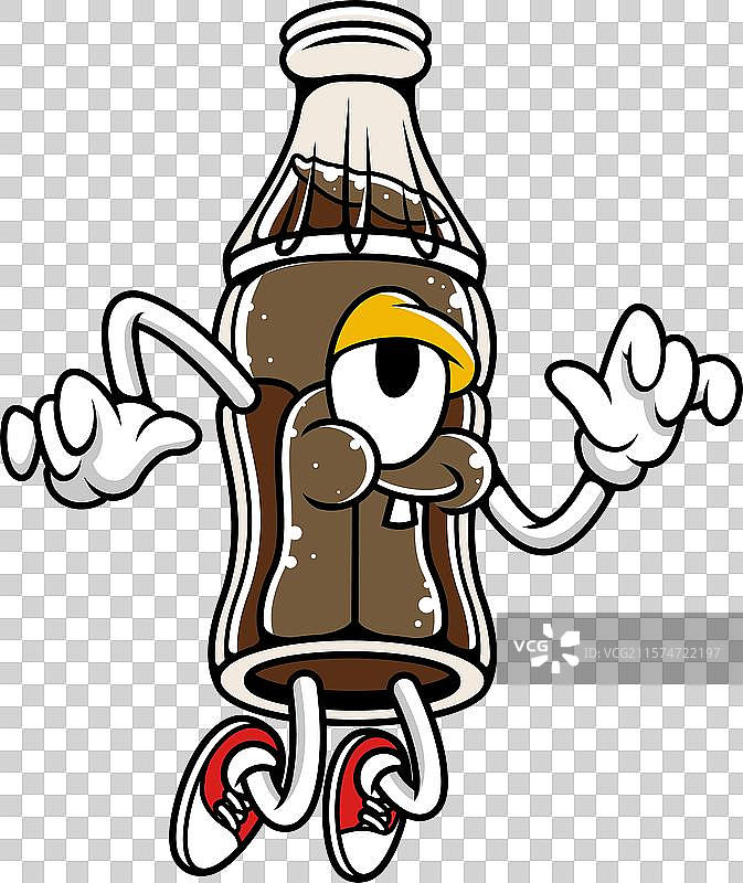 免抠素材：卡通可乐、汽水瓶人物角色插画图片素材