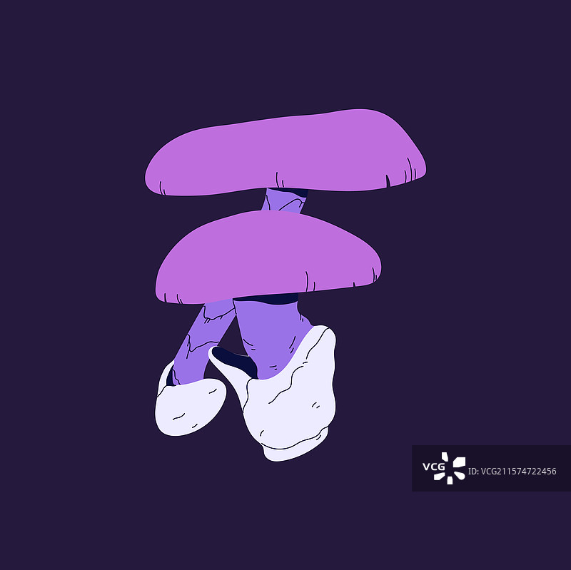 不可食用的紫色蘑菇图标，五彩缤纷的森林图片素材