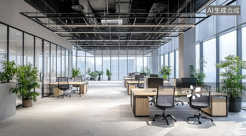 【AI数字艺术】现代化开放式办公空间图片素材