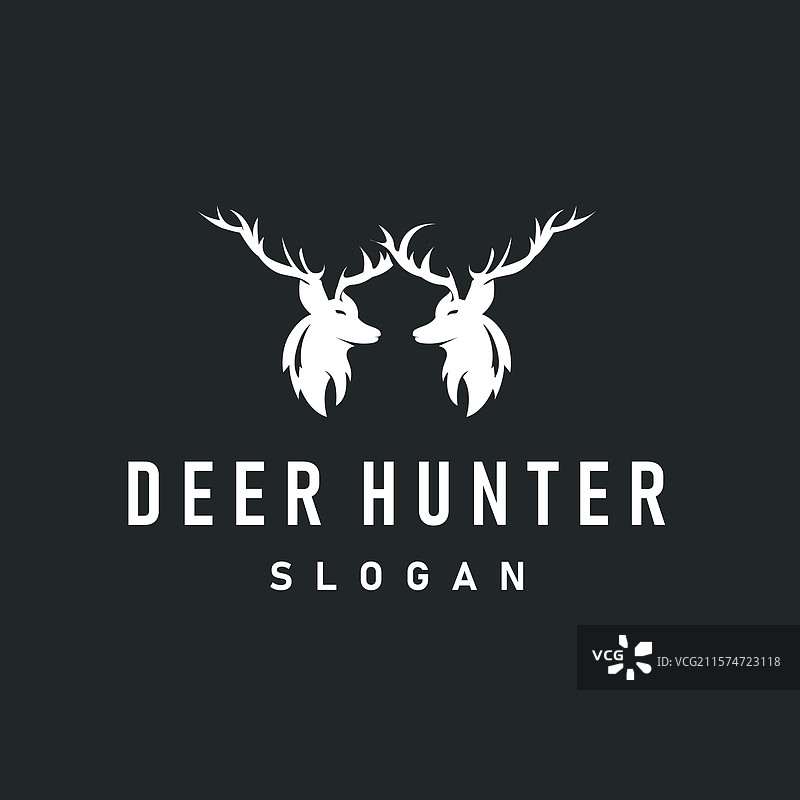 鹿标志设计，黑色鹿猎人概念图片素材