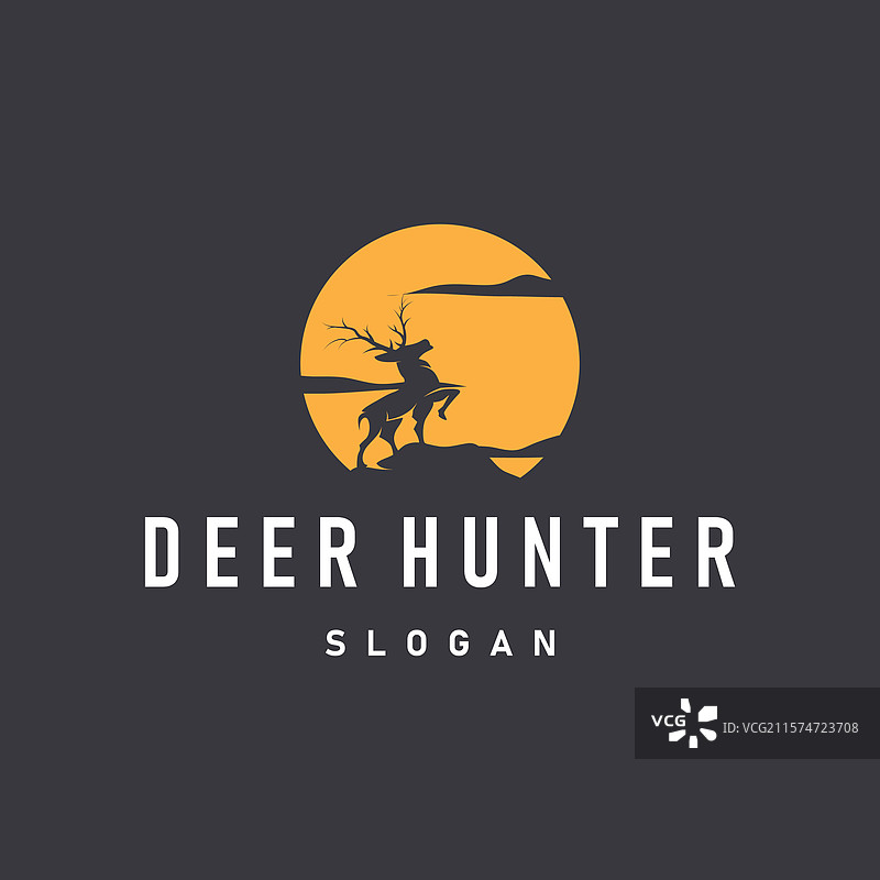 鹿标志设计，黑色鹿猎人概念图片素材