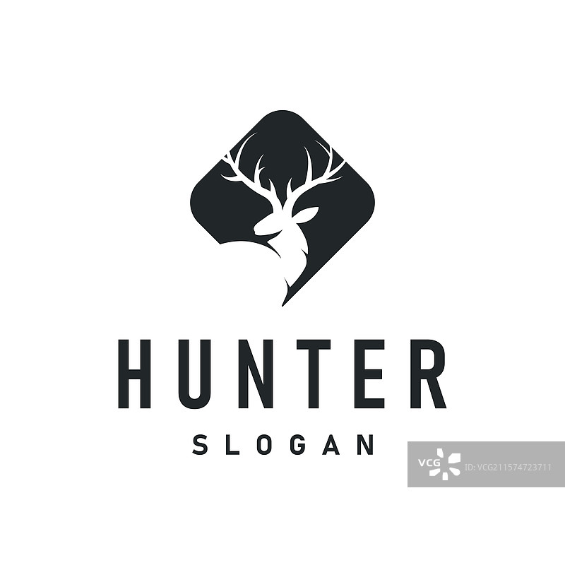 鹿标志设计，黑色鹿猎人概念图片素材