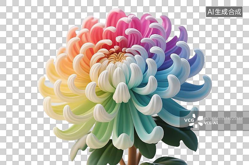 【AI数字艺术】3D渲染渐变色菊花图片素材