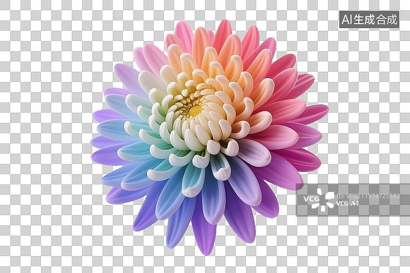 【AI数字艺术】3D渲染渐变色菊花图片素材