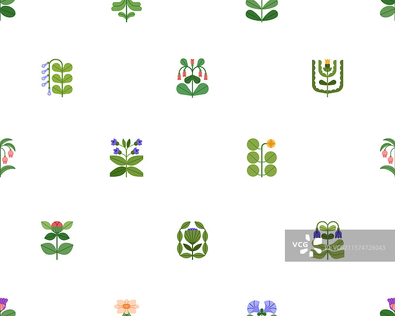 现代植物无缝花卉图案图片素材