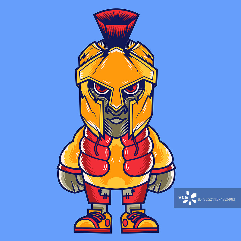 卡通斯巴达战士吉祥物角色设计图片素材