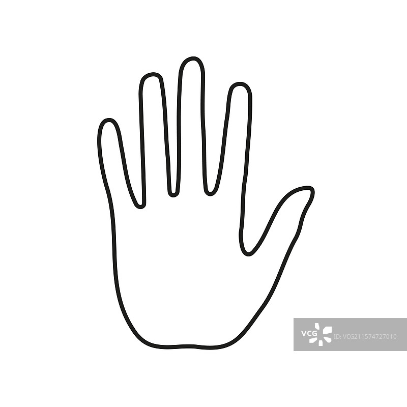 黑色手部轮廓在白色背景上孤立显示图片素材