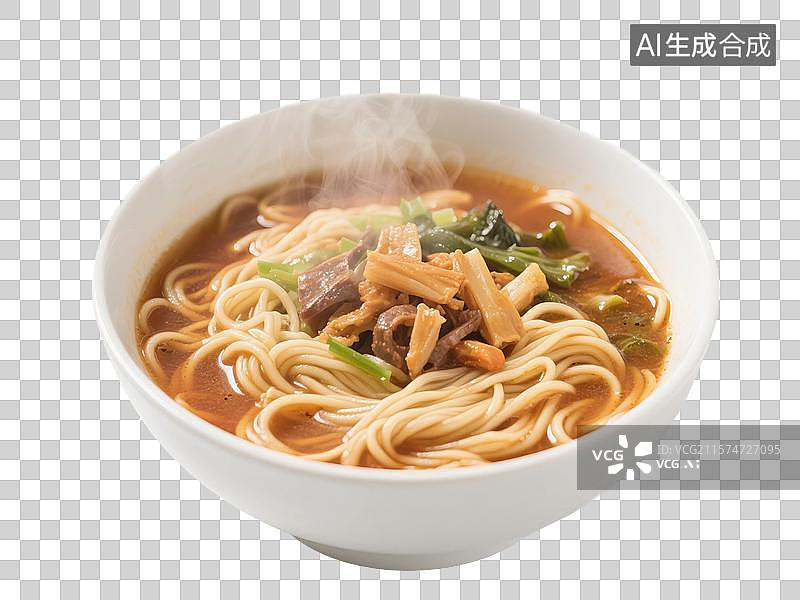 【AI数字艺术】一碗挂面特写，面条，素面，清汤面条，中国传统美食免抠元素图片素材