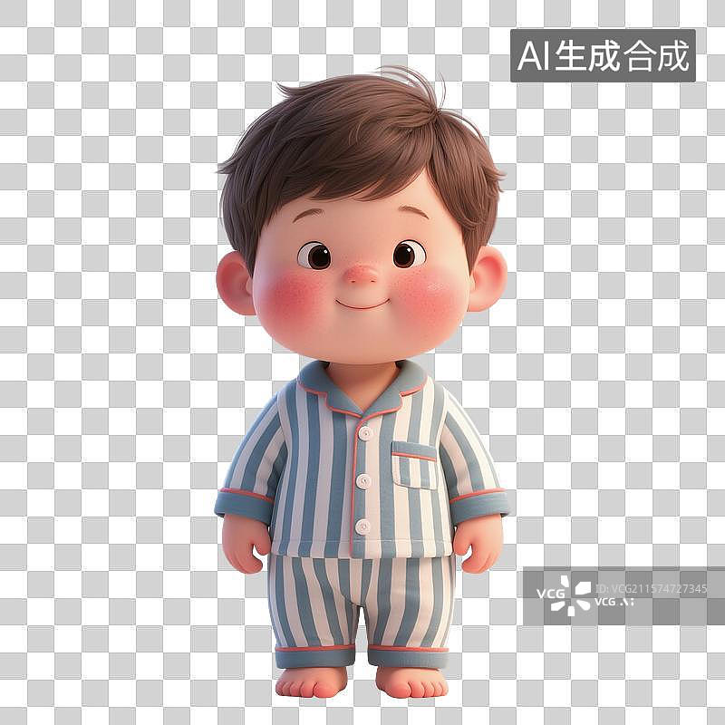 【AI数字艺术】3D渲染卡通人物，一个胖乎乎的小男孩，肥胖，免抠元素图片素材
