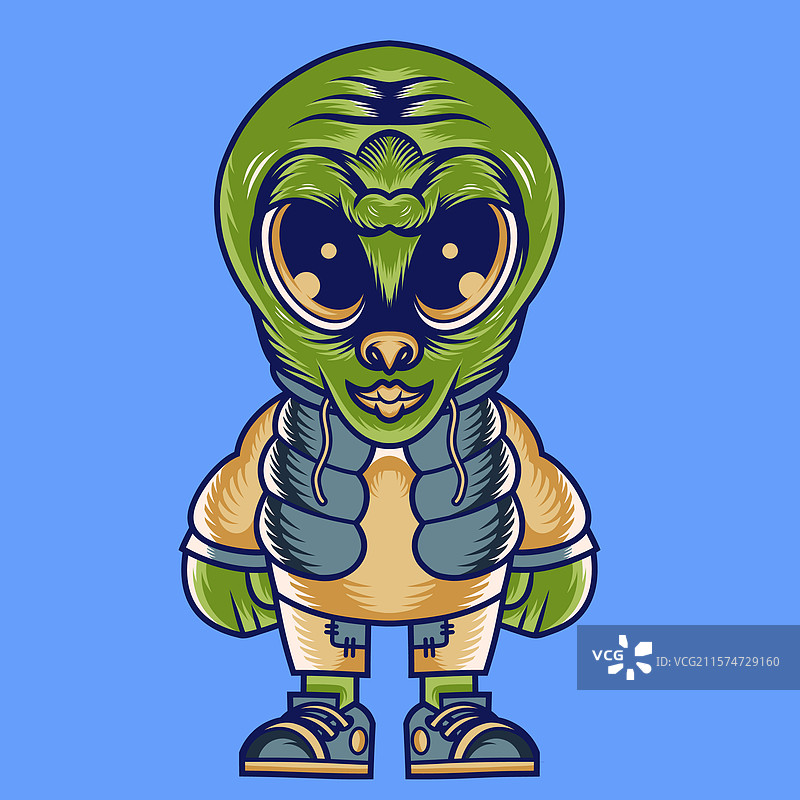 卡通外星人吉祥物角色设计图片素材