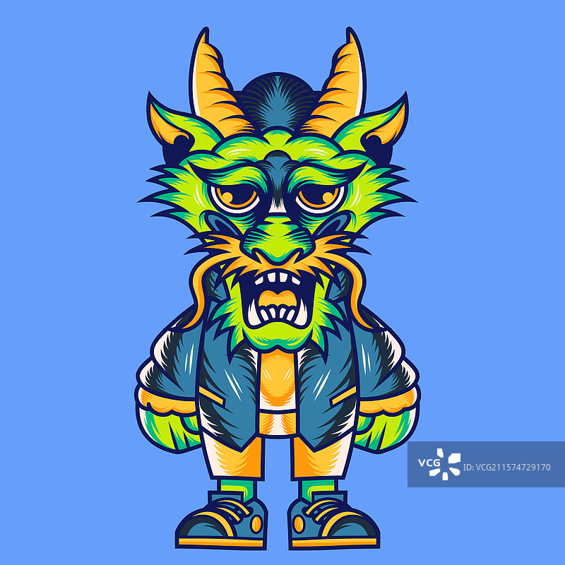 卡通龙的吉祥物角色设计图片素材