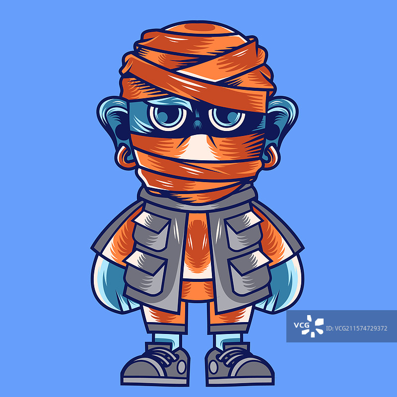 卡通木乃伊吉祥物角色设计图片素材