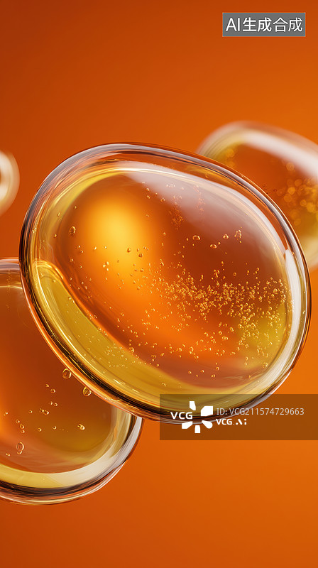 【AI数字艺术】金色液体在透明容器中流动图片素材