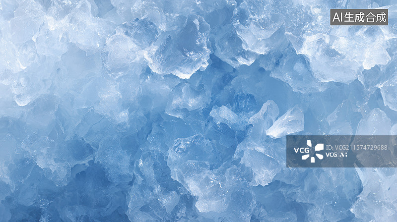 【AI数字艺术】蓝色冰晶的细腻纹理图片素材