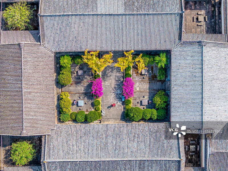 中国云南德宏梁河县南甸宣抚司署航拍图片素材