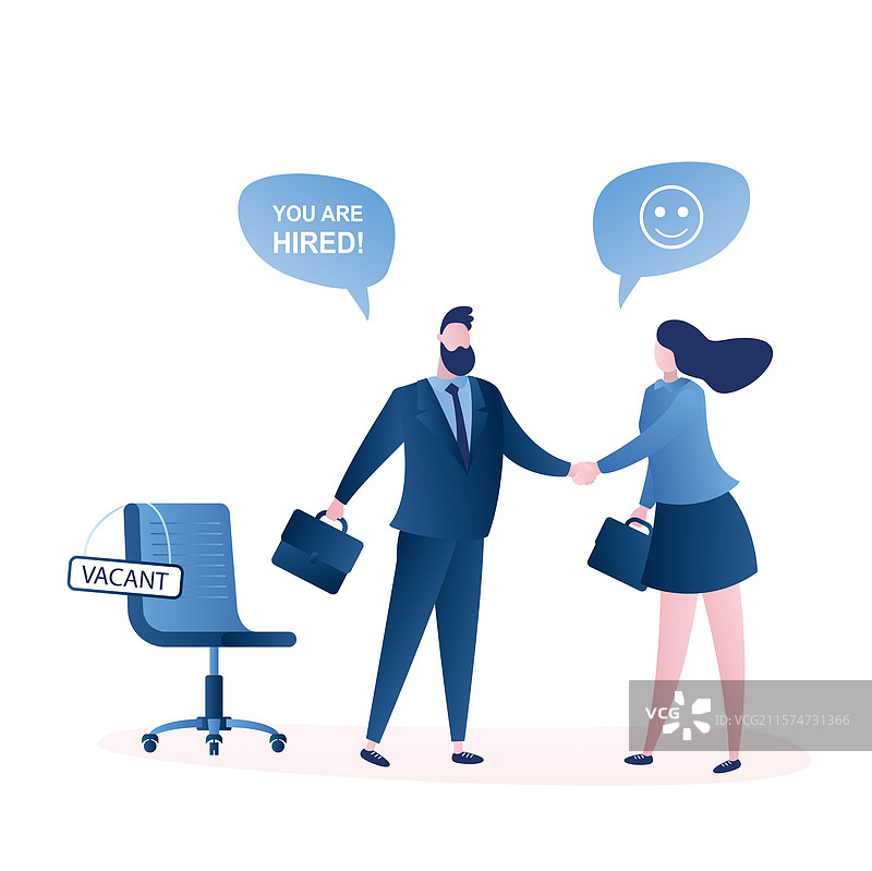 商人老板与雇佣的女性握手图片素材