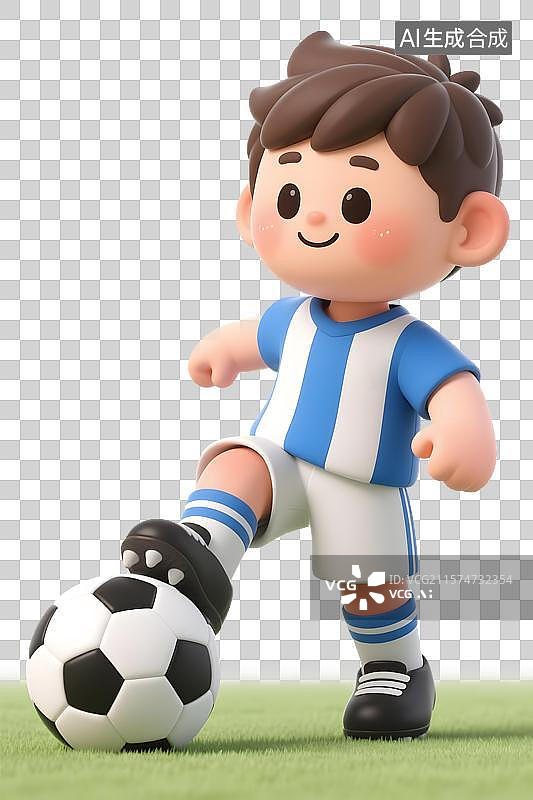 【AI数字艺术】3D渲染的可爱的足球运动员图片素材