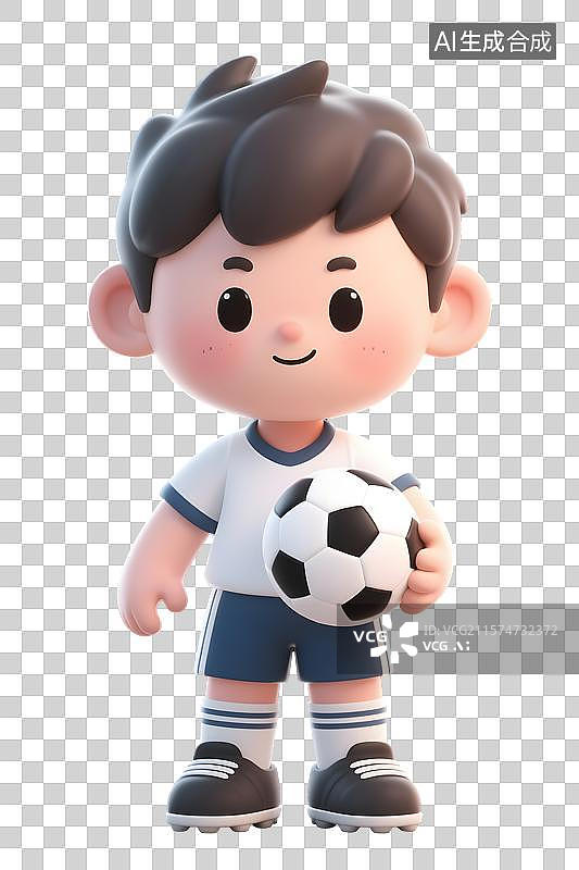 【AI数字艺术】3D渲染的可爱的足球运动员图片素材