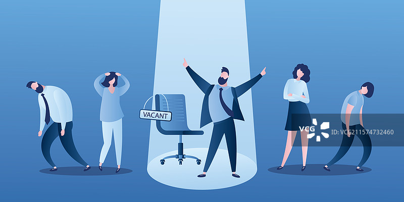 快乐的商人或办公室工作人员站在光线中图片素材