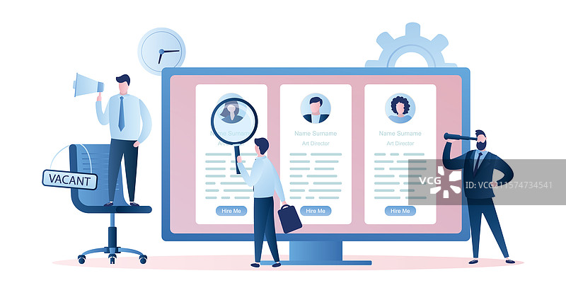 商人正在雇佣带有显示屏的人士图片素材