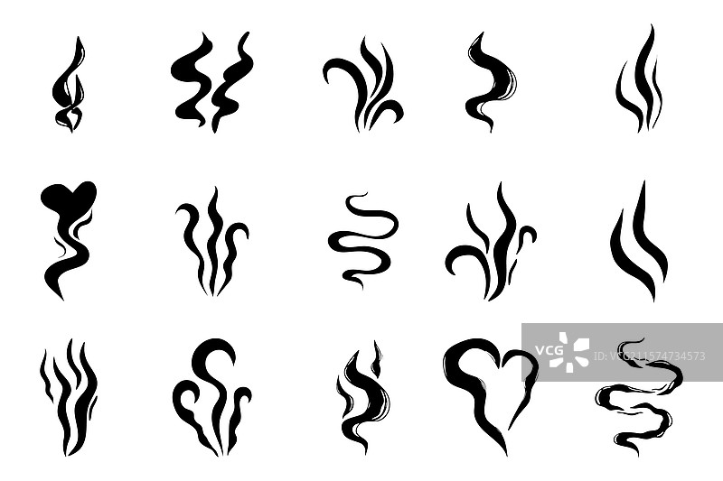 手绘线条漫画涂鸦中的蒸汽烟雾香气图片素材