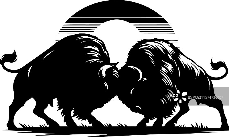 野牛剪影艺术-4图片素材