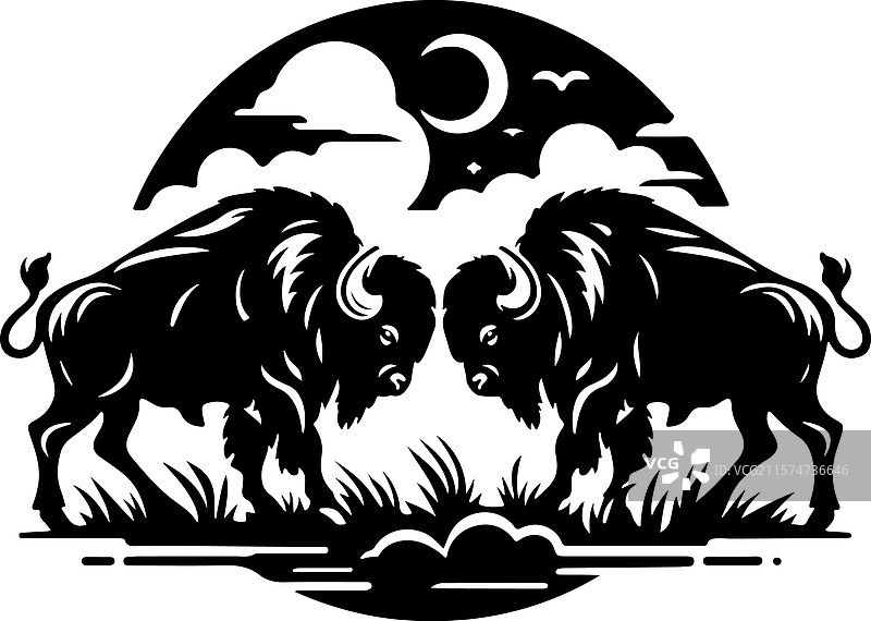 野牛剪影艺术-11图片素材