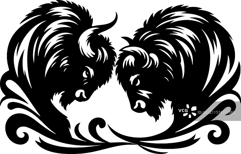 野牛剪影艺术-12图片素材