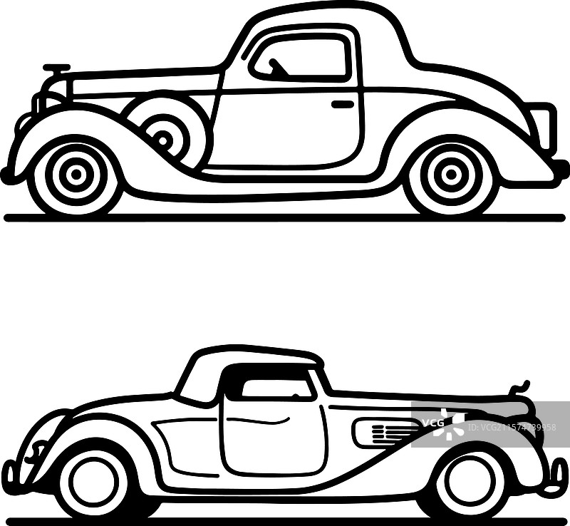 经典汽车线条艺术轮廓车辆图片素材